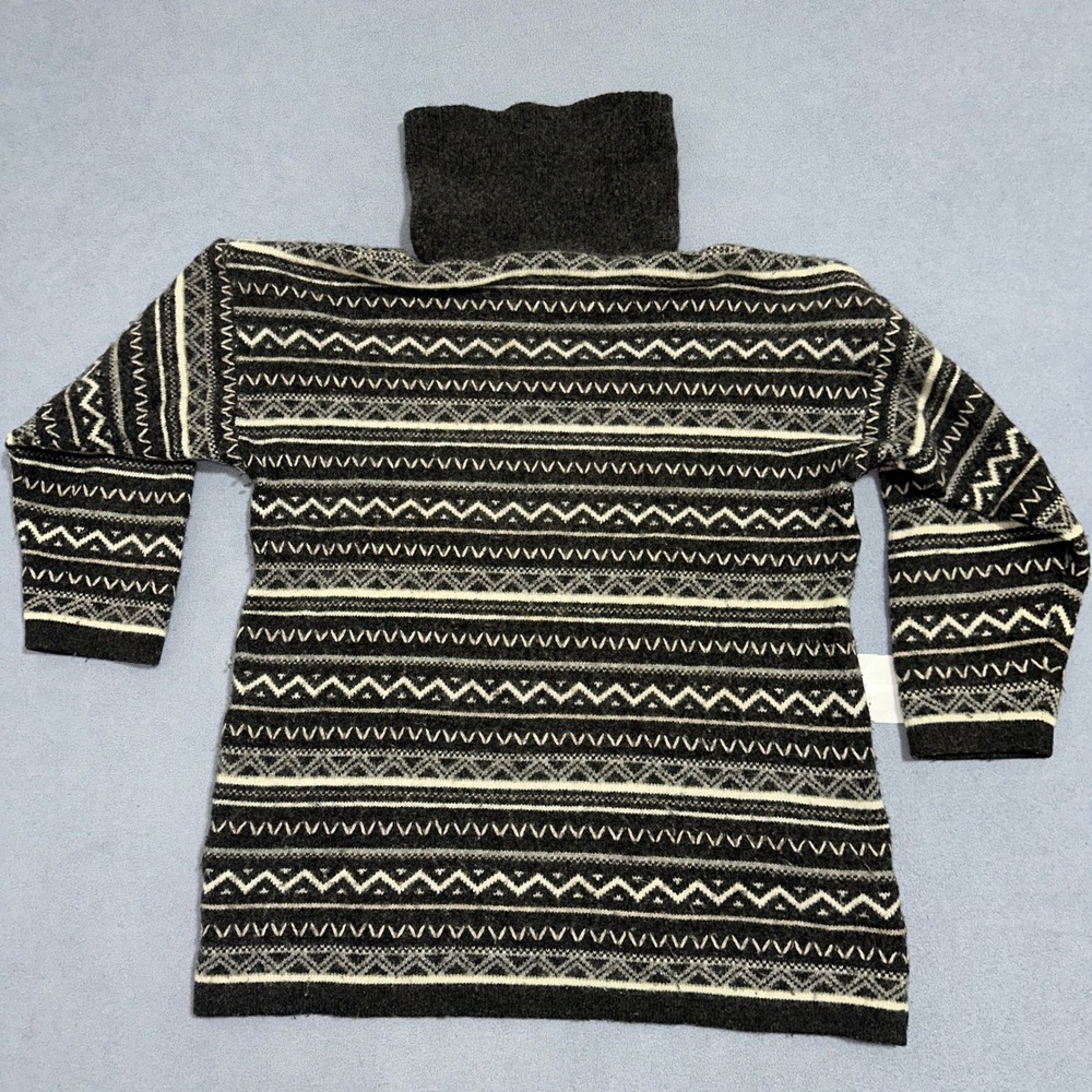 Maglia Donna Vintage Wool Blend Turtleneck Sweater Made in Italy Gray White Med - Picture 7 of 10